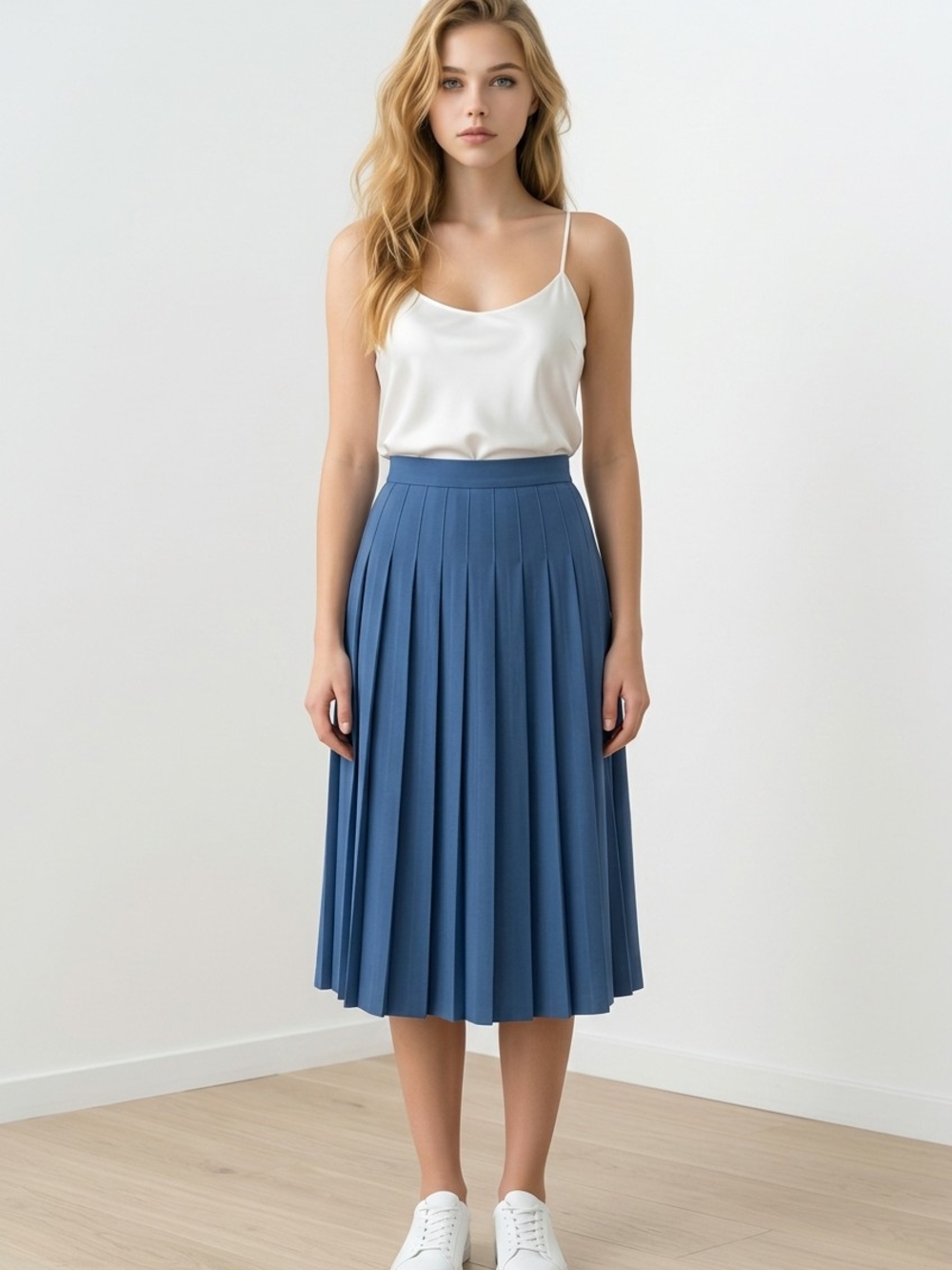 ALEEZA PARIS Pleated Midi Skirt